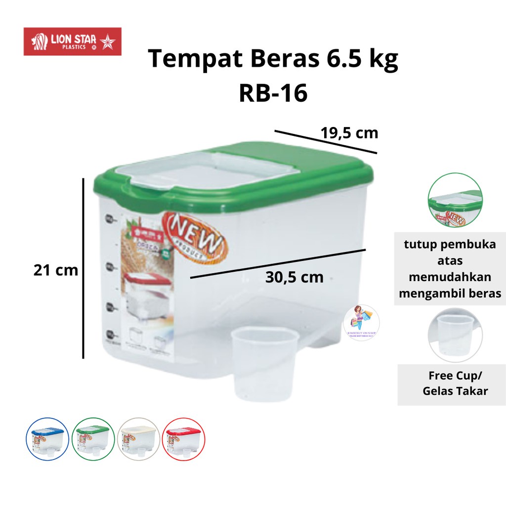 Kotak Beras Tempat Beras Oriza Rice Box 6,5kg RB-16 Lion Star