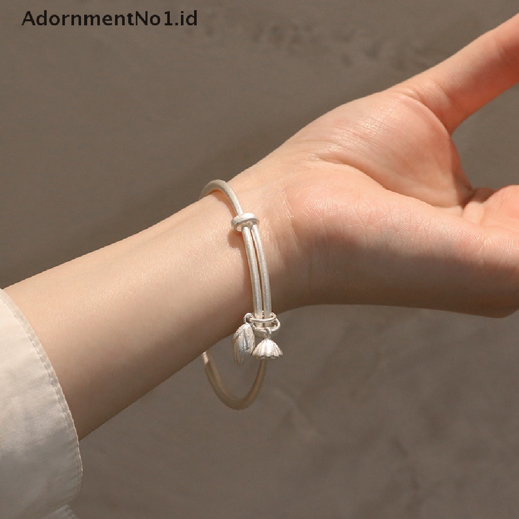 [AdornmentNo1] Gelang Bangle Liontin Fashion Adjustable Lapis Silver Warna Silver Untuk Wanita [ID]