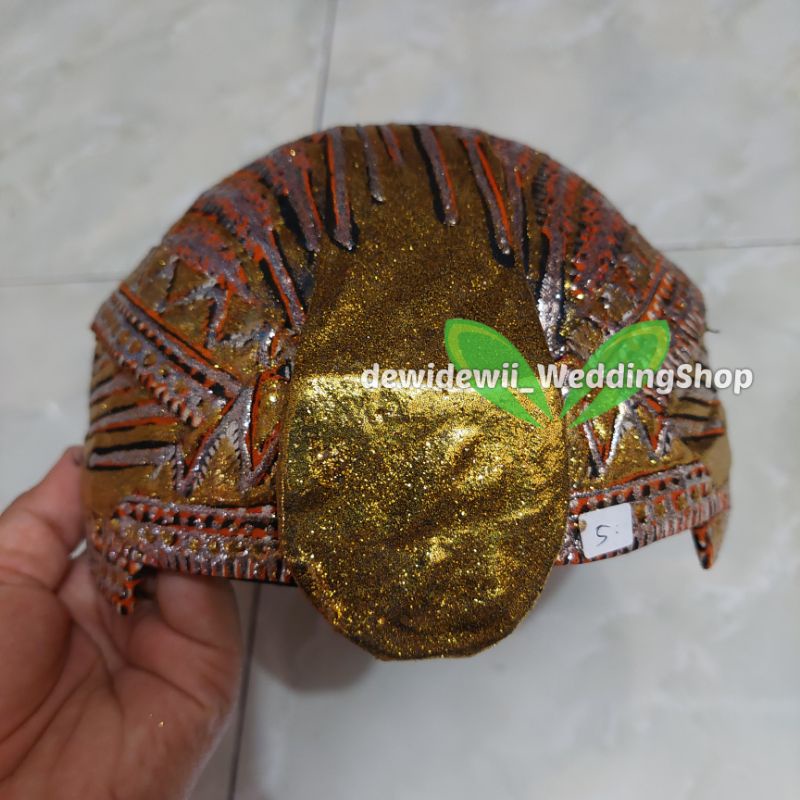 Blangkon Solo Oren - Prodo Full Gold / Blangkon Pengantin Prodo