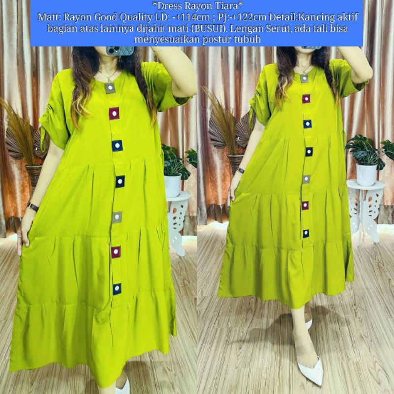 Dress Rayon Tiara / Daster Tiara / Daster Lengan Serut / Daster Resleting / Daster Emblem BUSUI / Daster Rayon / Daster Harian / Daster Nyaman / Daster Rayon Murah / Daster Rayon Super