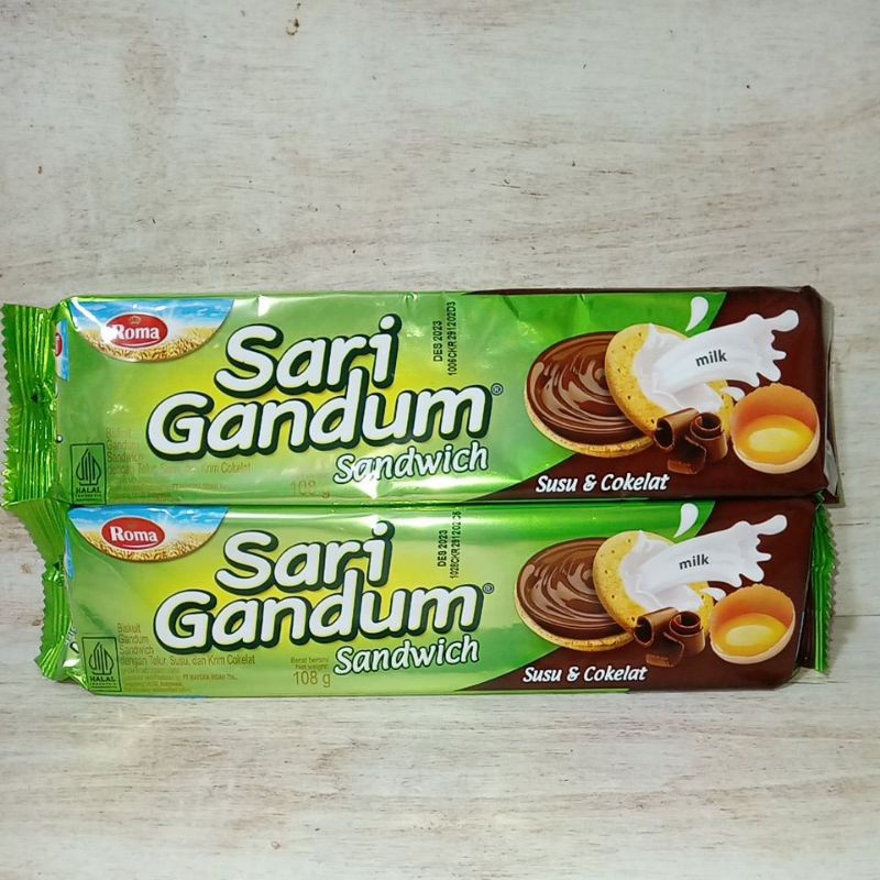 

Biskuit ROMA Sari Gandum Roti Kering Sandwich Susu & Cokelat 115g