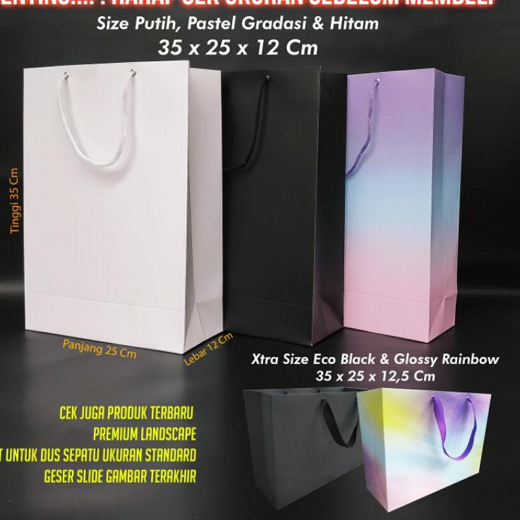 

HARGA GROSIR Paper Bag Polos Hitam atau Putih Premium 35 x 25 x 10 Cm grosir