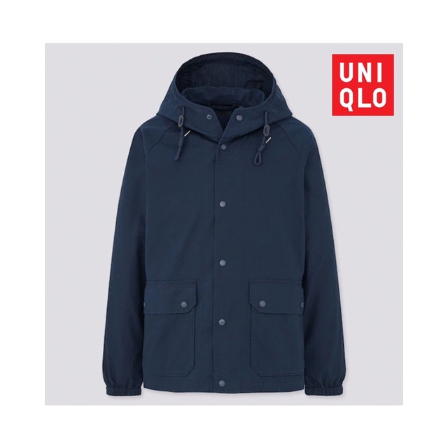 Uniqlo Mens Cotton Parka Jacket (Navy)