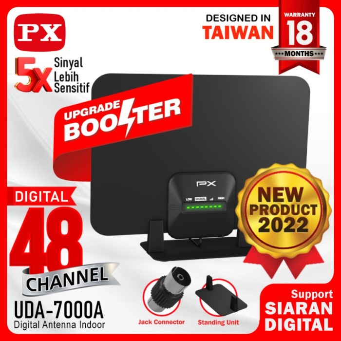Antena Antena Tv Digital Booster Led Dinding Indoor Dvb-T2 Px Uda-7000A