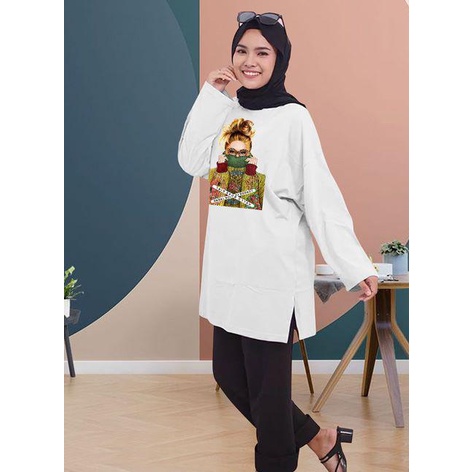 BLOUSE OVERSIZE LENGAN PANJANG LD 130CM DTF CEWEK KACAMATA