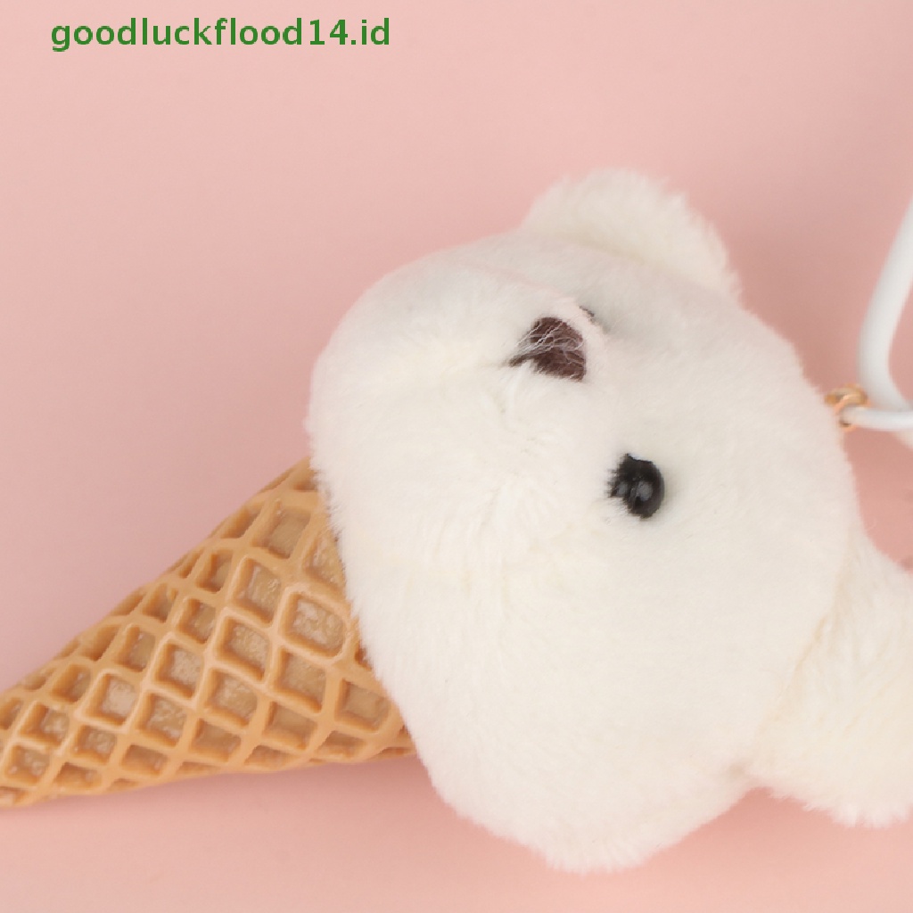 [GOOGFOUR] Cute Ice Cream Plush Bear Keyring Gantungan Kunci Mobil Pakaian Tas Gantungan Kunci Hadiah [TOP]