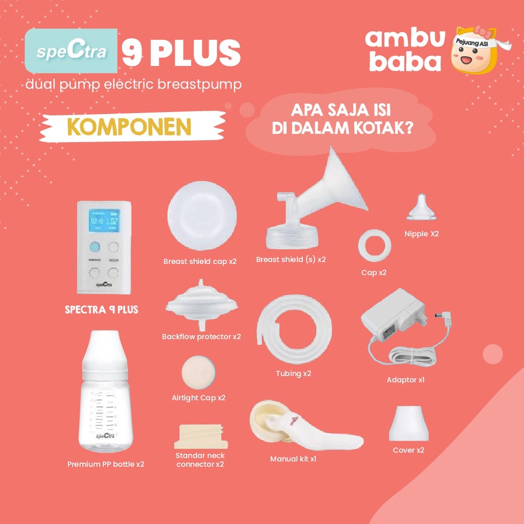 Breast Pump Spectra 9 plus 9+ Pompa Asi original New Motor garansi resmi indonesia