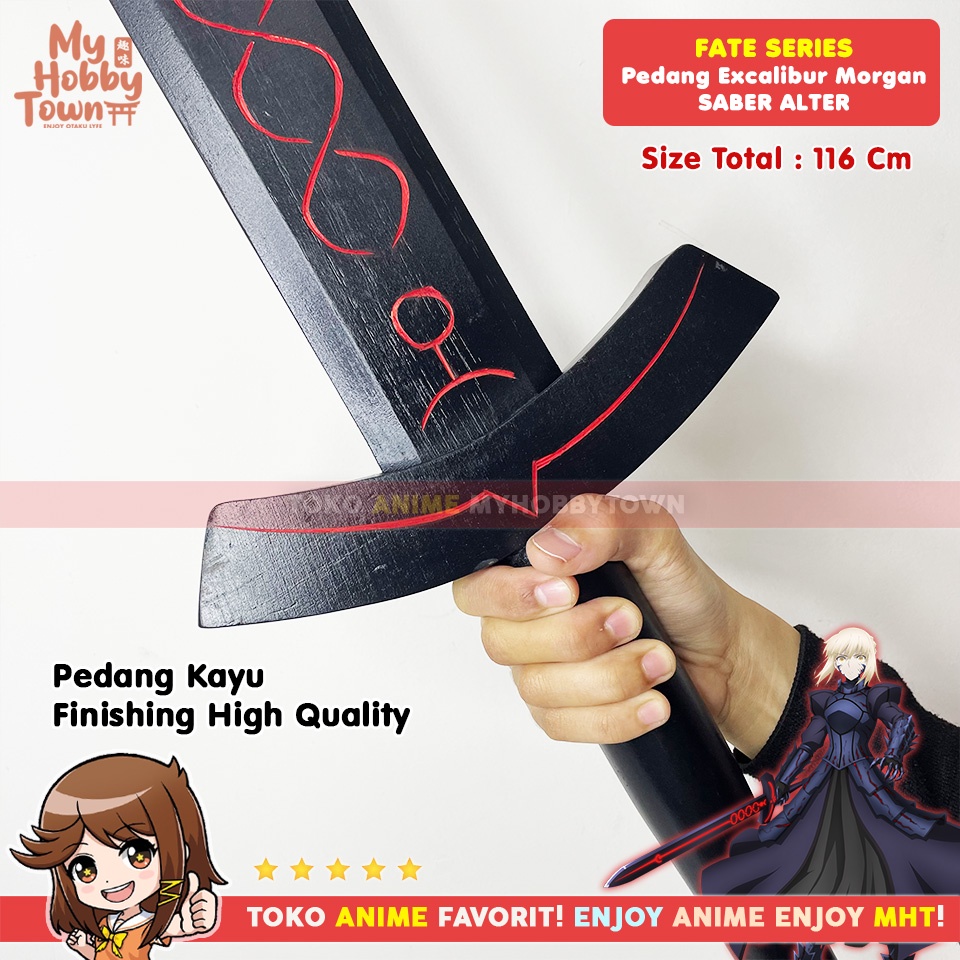Replika Pedang Kayu Fate Series Excalibur Morgan Black Saber Alter Cosplay Property