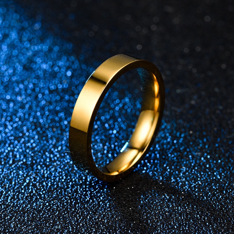 Fashion Stainless Steel Cincin Sederhana 4 mm Glossy Rings Untuk Wanita Pria Pecinta Perhiasan Pernikahan Pertunangan Pesta Fashion Hadiah