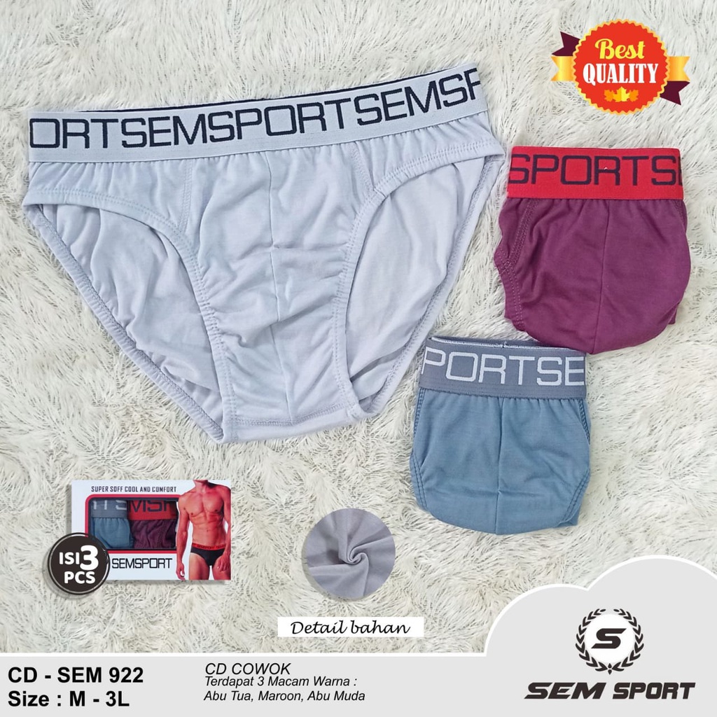 3 pcs celana dalam pria dewasa sem sport 922