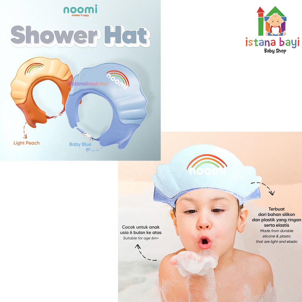 Noomi Shower Hat Topi Keramas Shampo Bayi Anti Air Waterproof Silikon/ Topi keramas