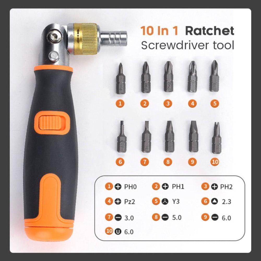 Solighter Ratchet Screwdriver 10in1 Hidden Bits Tool Mata Obeng Set