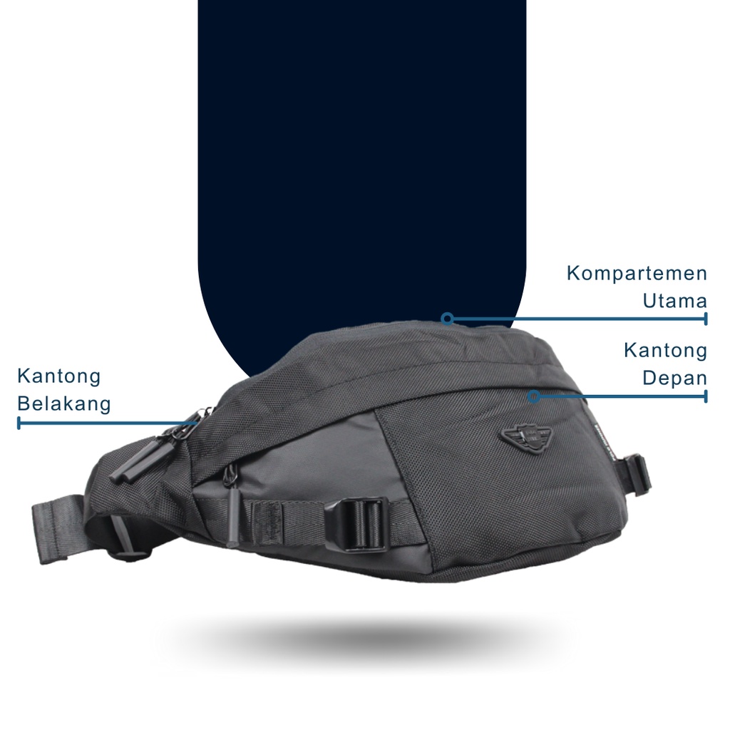 Tas Pinggang Pria Multifungsi Waist Bag Import Polo Hummer 9333