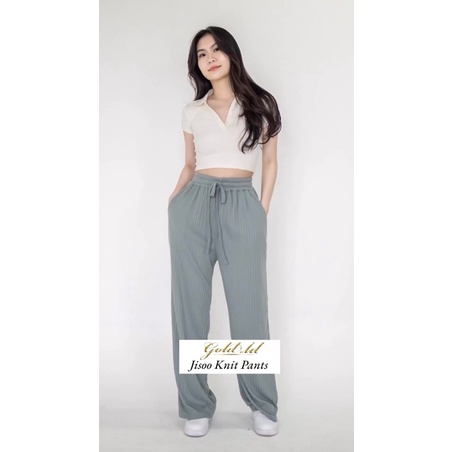 Kulot Knit Jisoo || Celana Murah Berkualitas || Kulot Knit Premium || Long Cullote Jisoo Pants || Korean Loose Pants Trousers Wanita || Loungewear || Celana Kulot Jumbo XXL XXXL Perempuan Murah Berkualitas