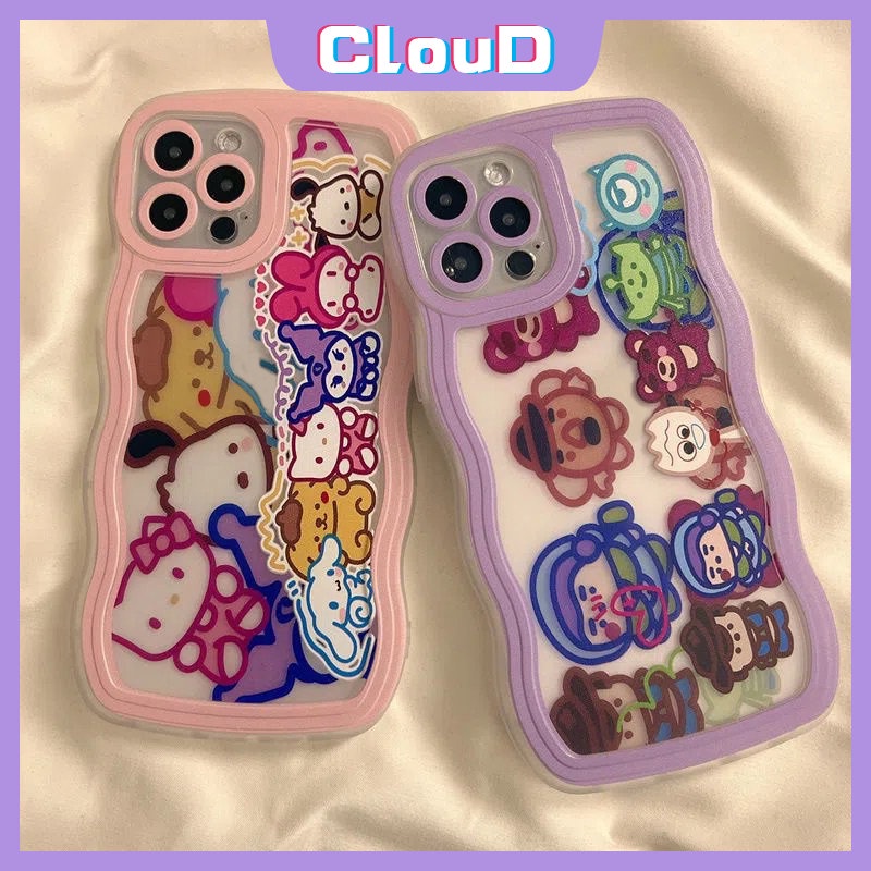 IPHONE Casing Ponsel Tepi Bergelombang Kartun Kompatibel Untuk Iphone11 13 12 14 Pro Max6 7 6s 14 8 Plus X XR XS Max SE 2020 Hewan Disney Lucu Shockproof Lembut Tpu Penutup Belakang SE 2020