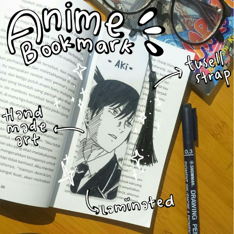 

[free random komik/ merch] Bookmark Anime Chainsawman, Spy x familly, Hunter x hunter, Attack on titan