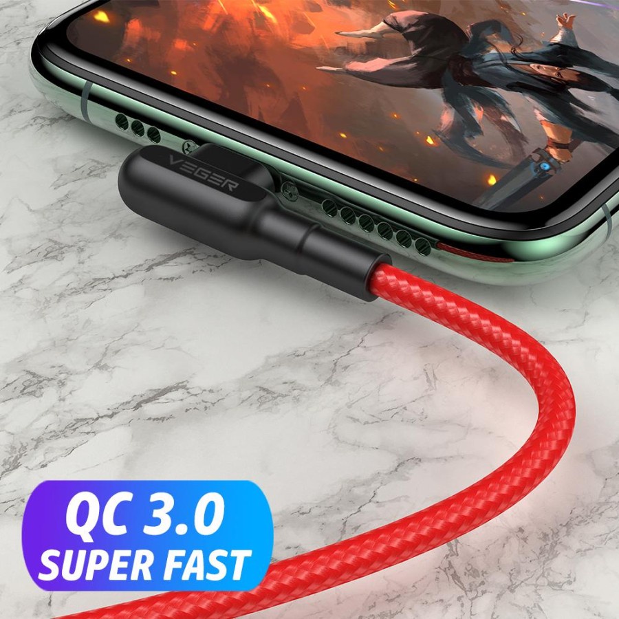 VEGER Kabel Data Cable VP-20 USB Type C QC 3.0 Gaming Fast Charging