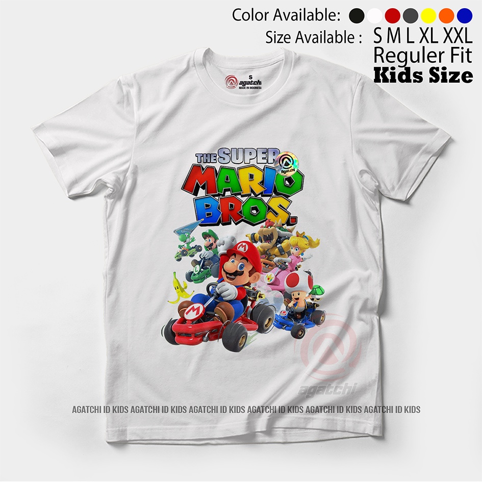 Baju Kaos Atasan Anak Laki - Laki Motif The Super Mario Bross