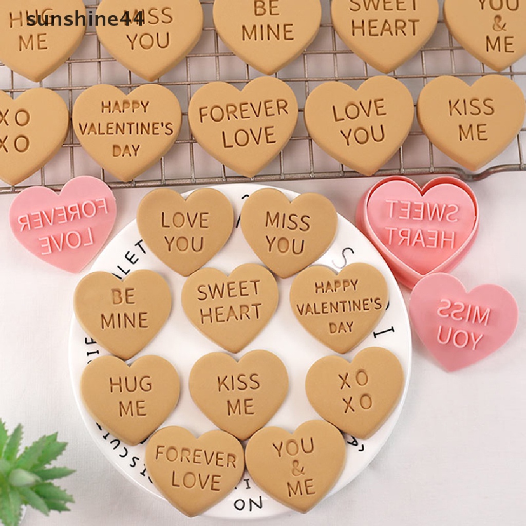 Sunshine 10Pcs 3D Valene's Day Cookie Cutters Biscuit Mold Cetakan Kue Kering Cap Dekorasi Pesta Baking Tools.