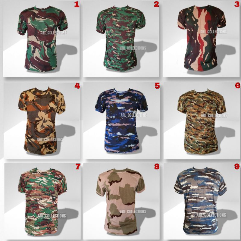 kaos pendek loreng army - tni ad - tni au - tni al - kopassus - nkri - polos - kaos loreng lengan pe