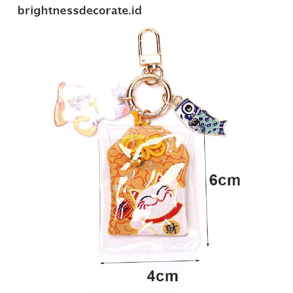 [Birth] 1x Omamori Maneki Neko Penghilang Misfortune Lucky Key Holder Gantungan Kunci Hadiah [ID]