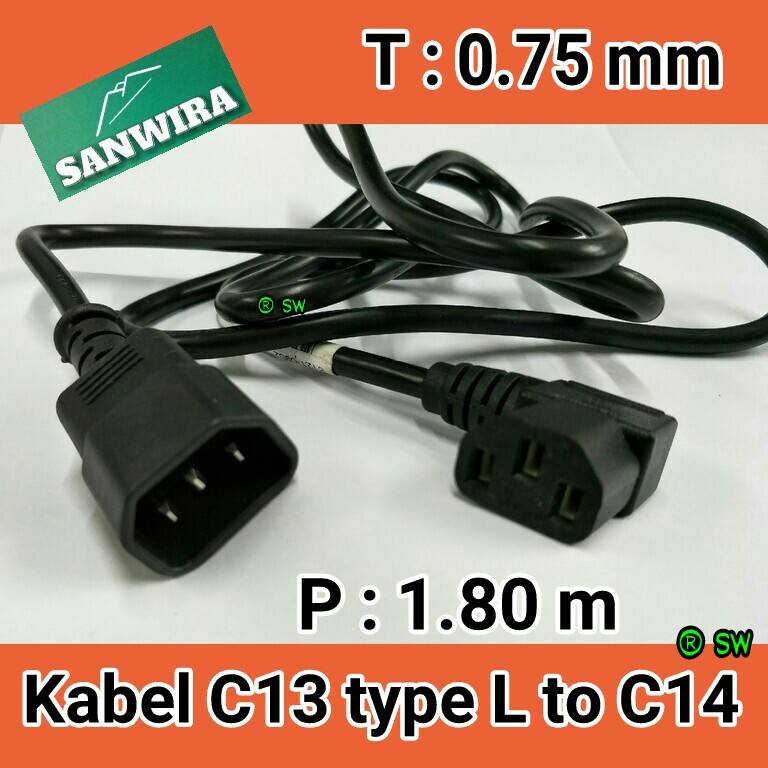Kabel C13 type L to C14 / Cable C13 L to C14 1.80m / std / Kabel CPU Monitor standard / Cb C13 to C1