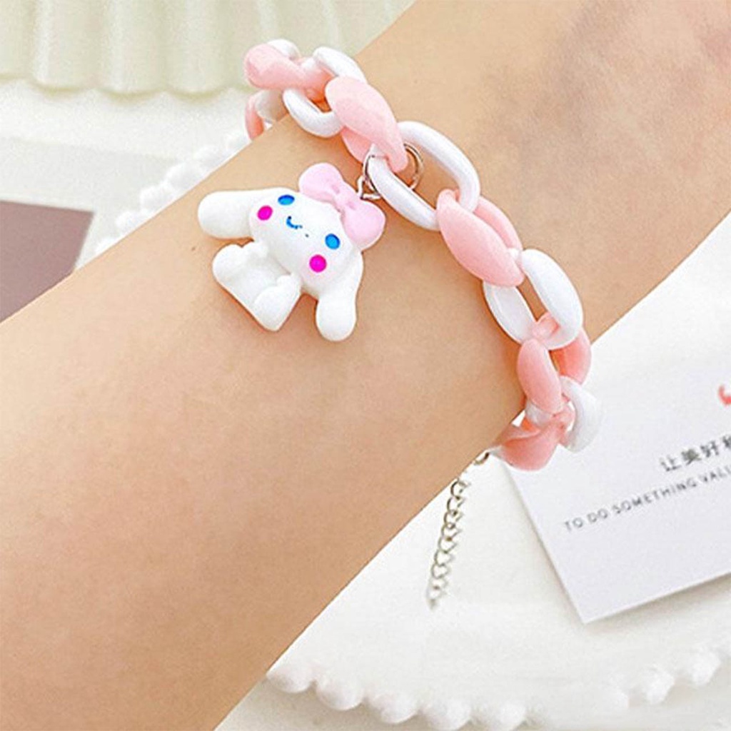 Gelang tangan rante rantai karakter cinamoroll plastik lucu anak remaja dewasa perempuan bestie couple warna warni simple fashion aesthetic