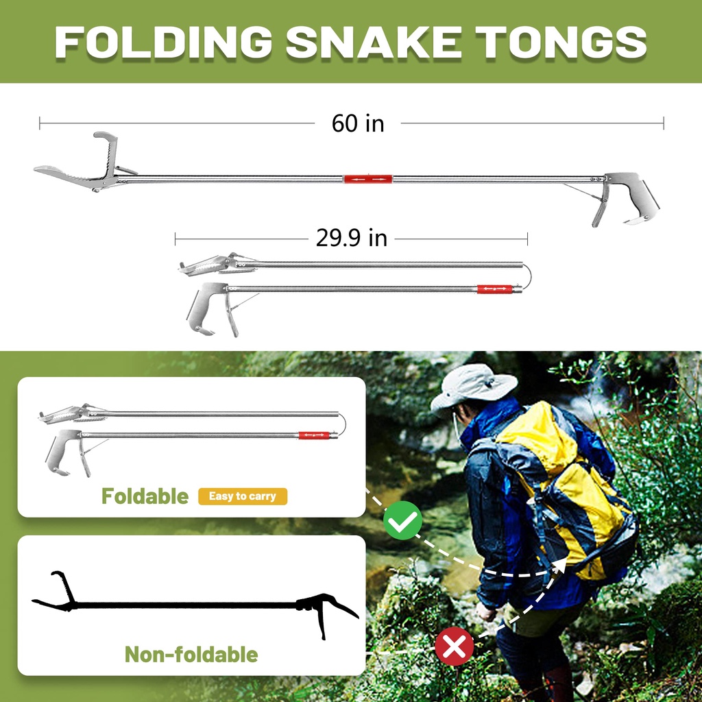 Tongkat Penjepit Ular Stainless/Alat Penjepit Sampah/Snake Tongs Foldable 120cm/150cm