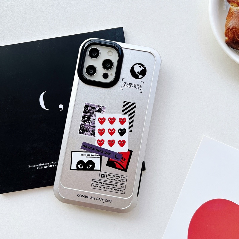 Rei Kawakubo PLAY CDG Casing Ponsel Akrilik Untuk IPhone 13 Pro Max12 11 Pro Silikon Shockproof Bumper Penutup Belakang