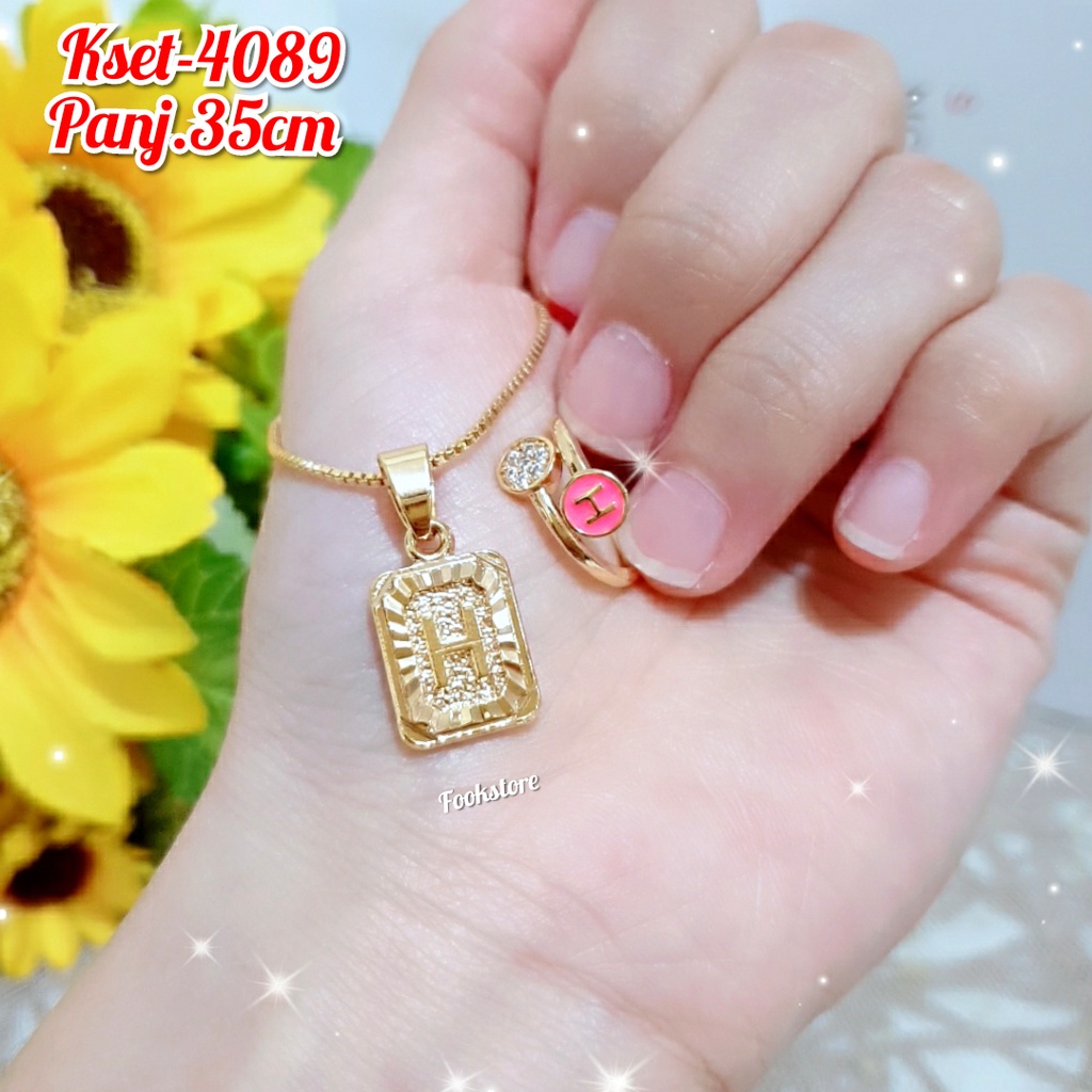 SET KALUNG ANAK HURUF &amp; CINCIN HURUF ANTI ALERGI/COD