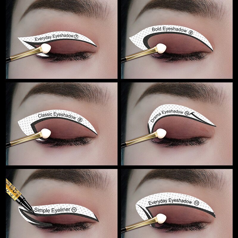 12 Sticker/set Cetakan eyeliner alat bantu membuat eyeliner