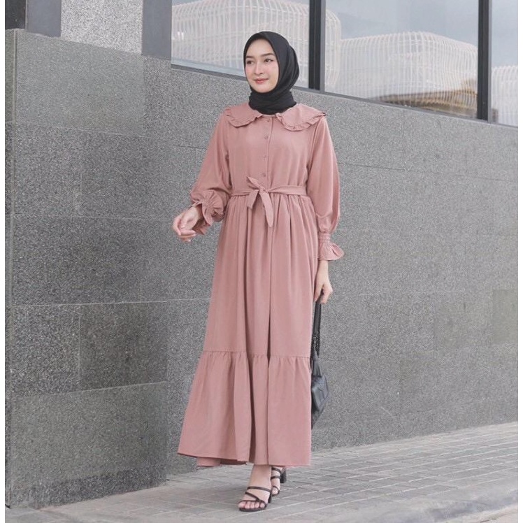 Baju Dress Gamis Lebaran Remaja Warna Milo Mocca Jumbo Lucu Kasual Kekinian 2XL 3XL 4XL Terbaru 2023