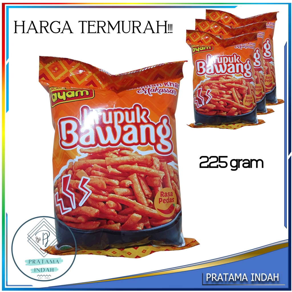 

KERUPUK BAWANG CAP KACANG AYAM 225 GR OLEH OLEH KHAS MAKASSAR (HARGA GROSIR)