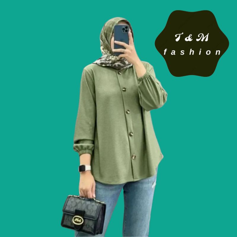 T &amp; M Fashion~Lolita Shirt Premium Crinkle Blouse Wanita Kemeja Kuliah/Kerja/Kasual Blouse Basic Crinkle air Flow Blouse Pengan Panjang Tren 2023