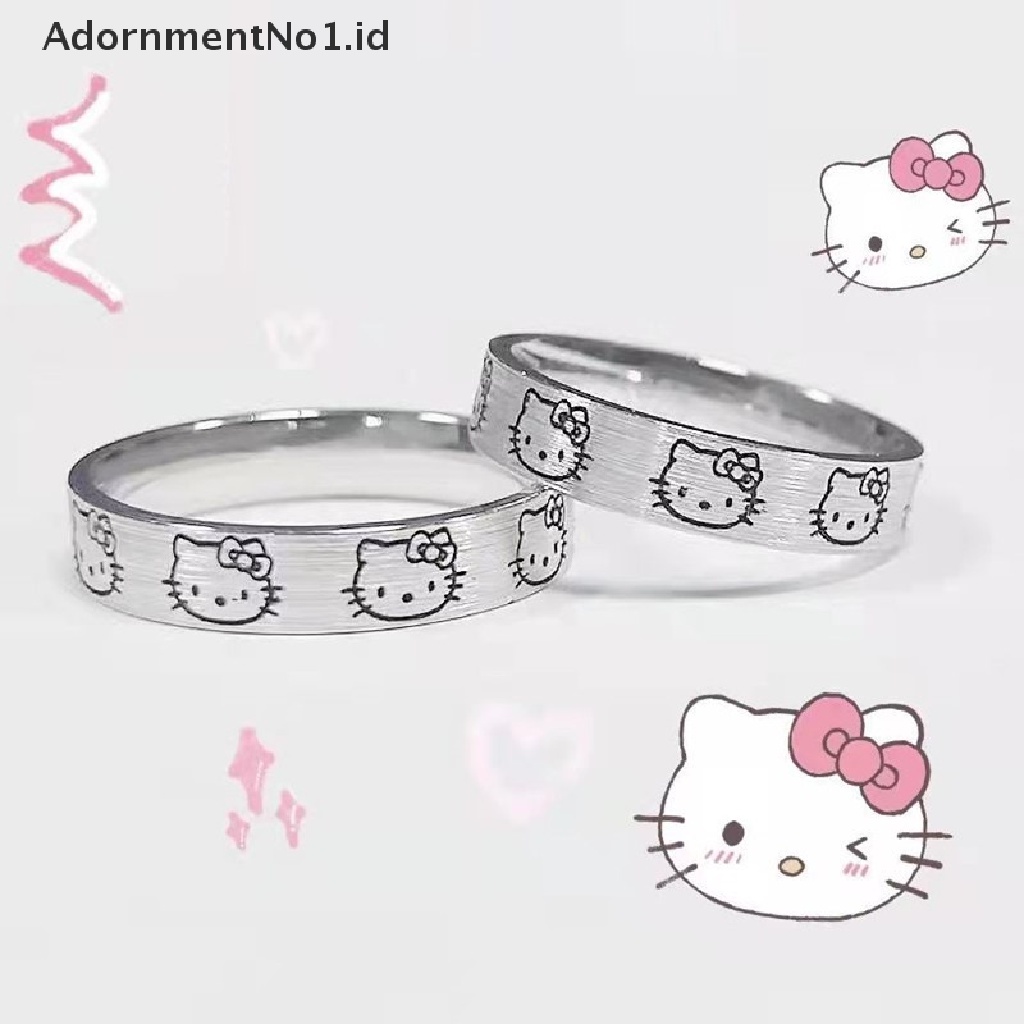 [AdornmentNo1] Hellokittys Kuromi Kawaii Cincin Pasangan Mental Berlapis Tembaga Putih Hadiah Yang Dapat Disesuaikan [ID]