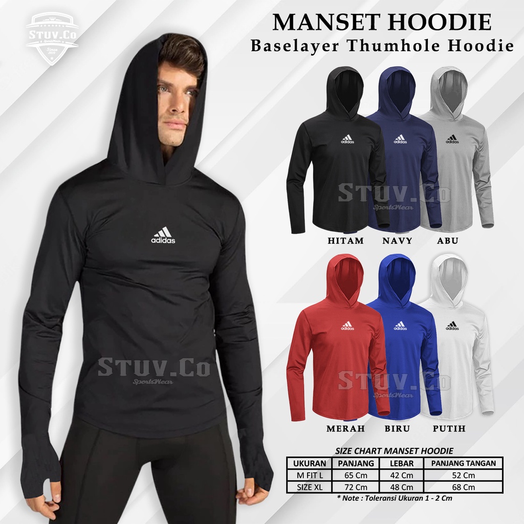 MANSET PRIA BASELAYER HOODIE LENGAN PANJANG OLAHRAGA GYM FITNESS FUTSAL SEPAKBOLA