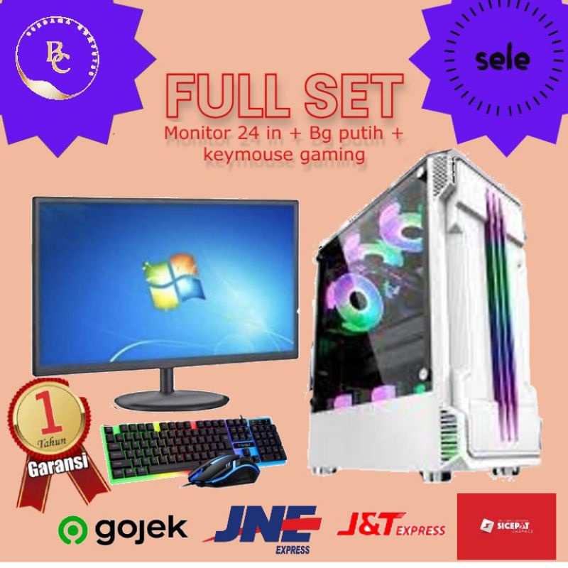 Full set Pc gaming Valorant i7 /Ram 16gb/Ssd 240gb/Vga Gt 1030/Monitor Led 24 inc/ key mouse Gaming