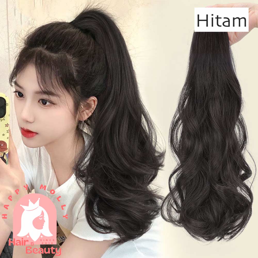 Hair Clip Ponytail Wig - Rambut Kuncir Ekor Kuda Fashion Wanita Korea - Curly - Hair Extension W8155 ( Group )