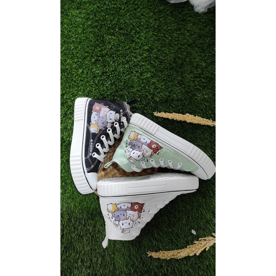 Sepatu Sneakers Wanita Import Kanvas High Kucing PTB015