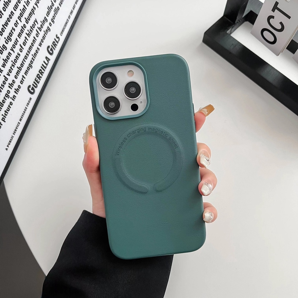 NON LOGO HARD LEATHER MAGSAFE CASE IPHONE 11 PROMAX 11 PRO 11 WIRELESS MAGSAFE
