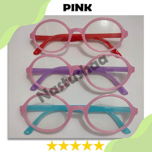 Kacamata Anak Anti Radiasi Bingkai Oval Warna Gagang Random Kacamata Kids Blueray Untuk Laki-Laki dan Perempuan Unisex NOCASE