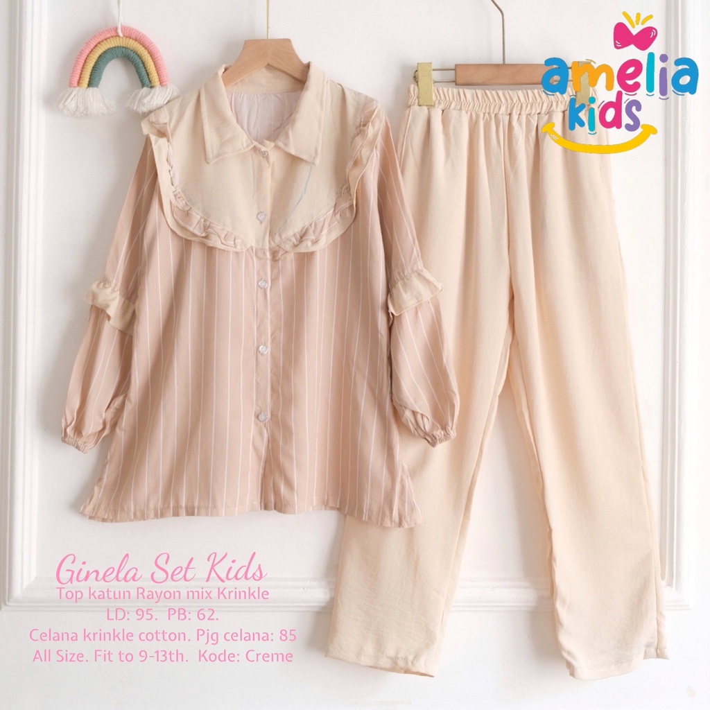 GINELA SET KIDS BY AMELIA BAHAN KATUN RAYON MIX CRINKLE KULOT ONESET SETELAN ANAK REMAJA