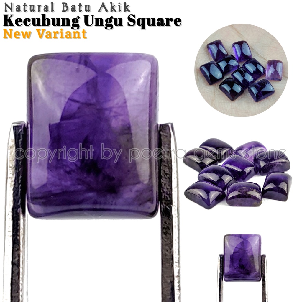 Natural Batu Akik Kecubung Ungu Square Amethyst Quartz