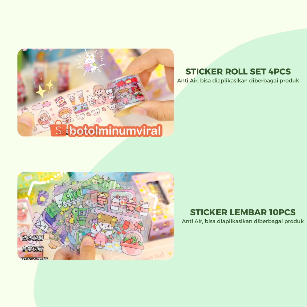 Sticker Momo Viral Roll 2D Waterproof Aesthetic Tahan Air