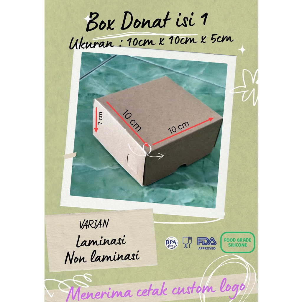 Box Donat isi 1/ Dus Donat isi 1/ Dus kue/ Laminasi/ Non laminasi