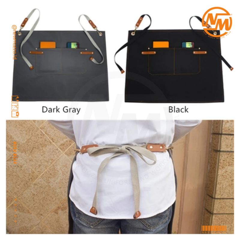 NM Waist Half Apron Drill Leather Handmade Original Made In Bandung Indonesian Celemek Setengah Bada