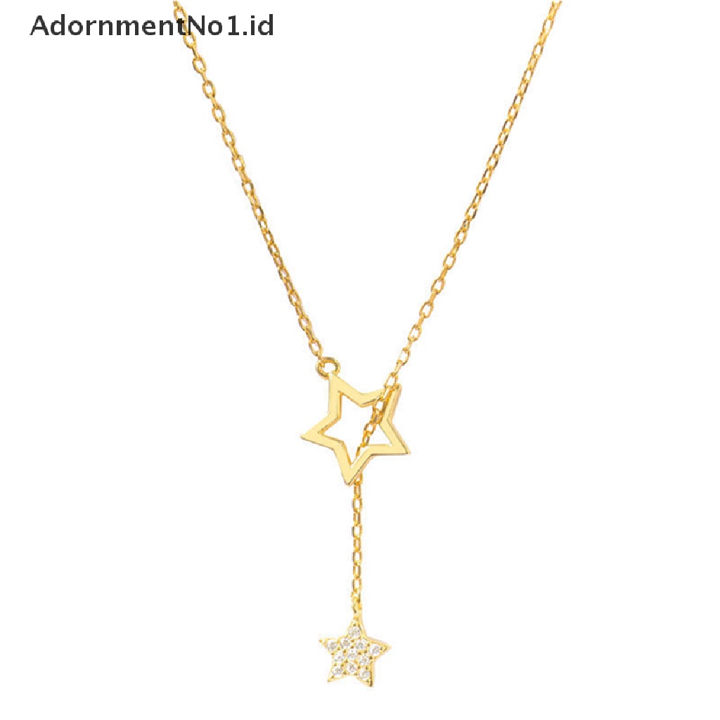 [AdornmentNo1] Kalung Zircon Stars Untuk Wanita Desain Hollow Kalung Rantai Klavikula Elegan [ID]