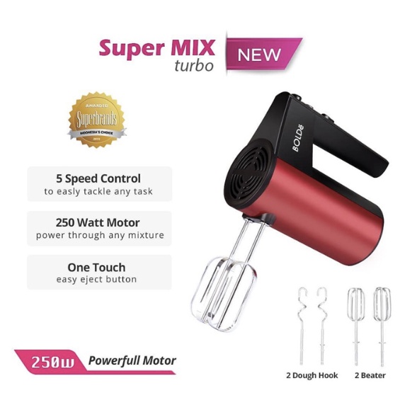 BOLDE MIXER SUPER MIX TURBO (HAND MIXER) GARANSI RESMI