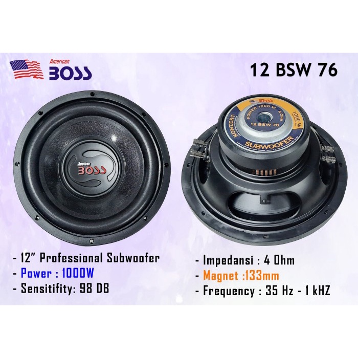 Car Subwoofer American Boss ABS 12&quot; BSW 76 12&quot;