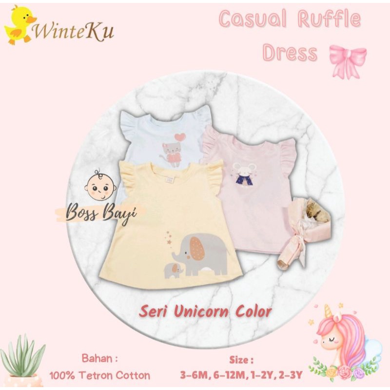 WINTEKU - Simpel Casual Ruffle Dress Bayi / Anak Perempuan